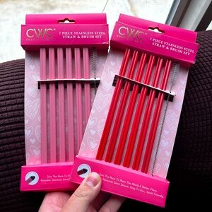 CWC METAL HEART SHAPED STRAWS SET OF TWO